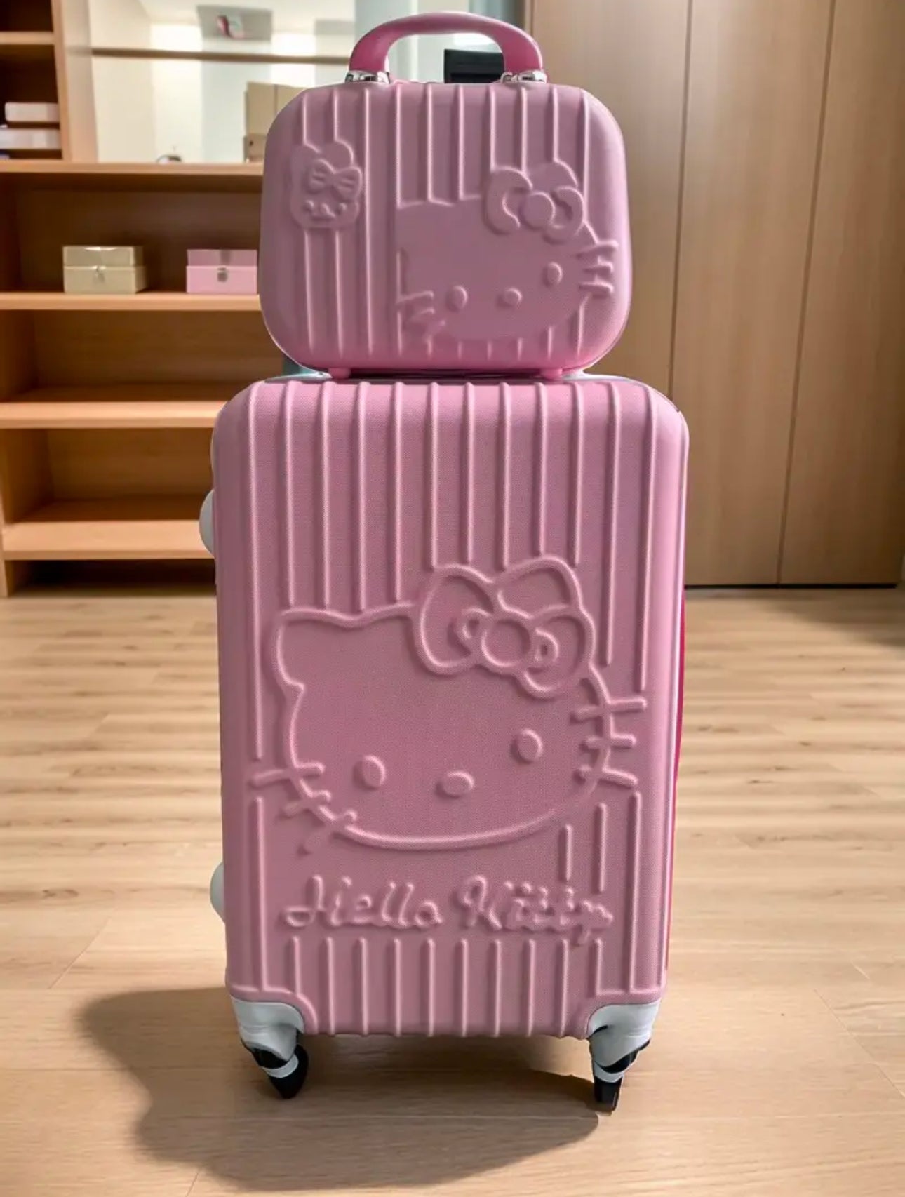 1pc Sanrio Hello Kitty 50.8 cm malha de viagem rosa - alça de alumínio durável, estojo rígido à prova de choque com fechadura de segurança para viagens seguras